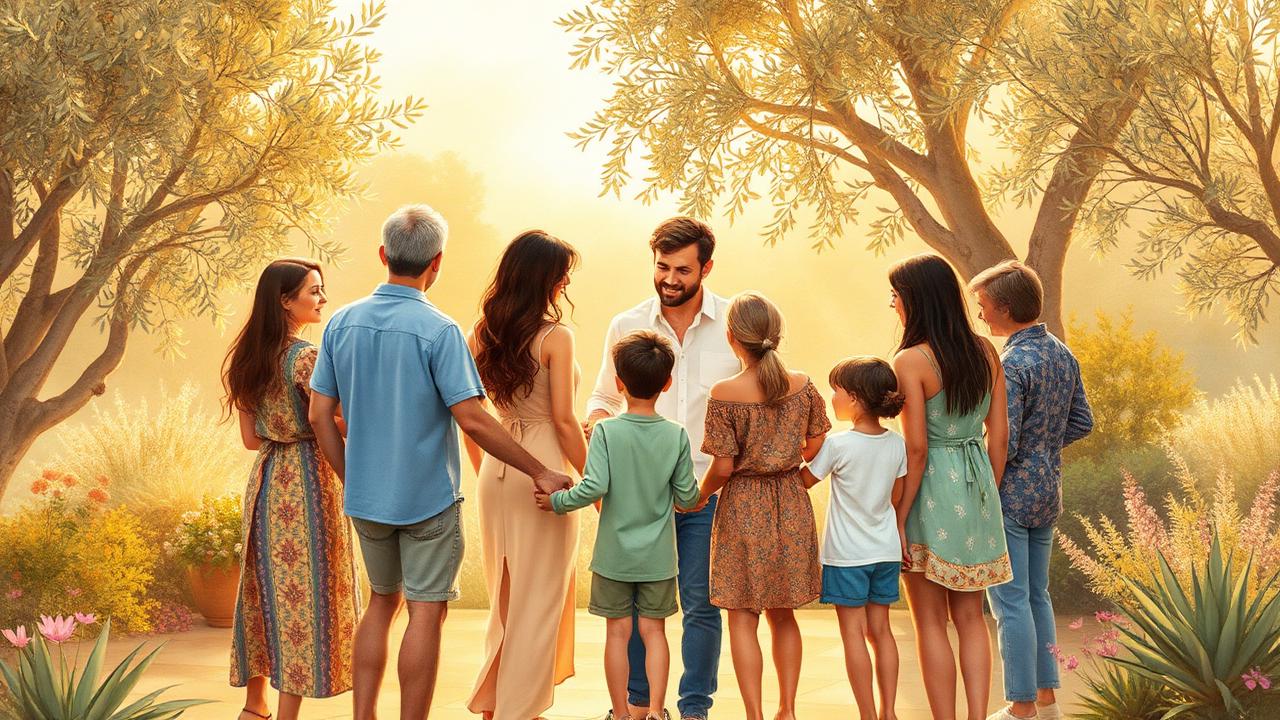 Families holding hands