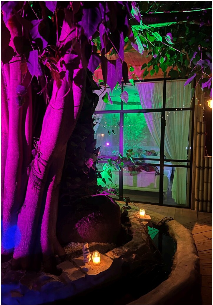 View through the window into the warm interior